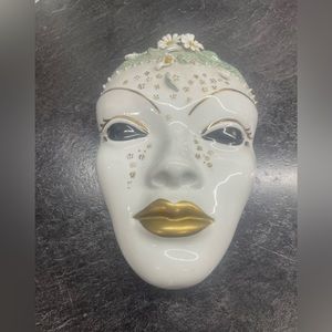 22” long porcelain mask wall decor